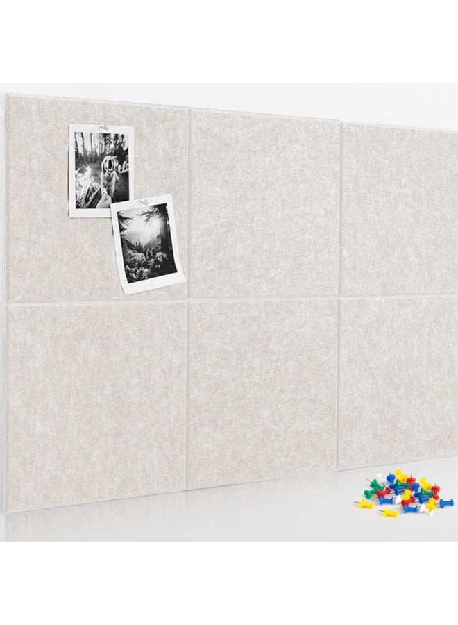 Arabest Cork Board Felt Bulletin Board,6 Pack Removable Felt Cork Board Tiles with Push Pins Decorative Picture Framed Display Board for School, Home, Kitchen & Office Walls（90cm×60cm） - Image 1